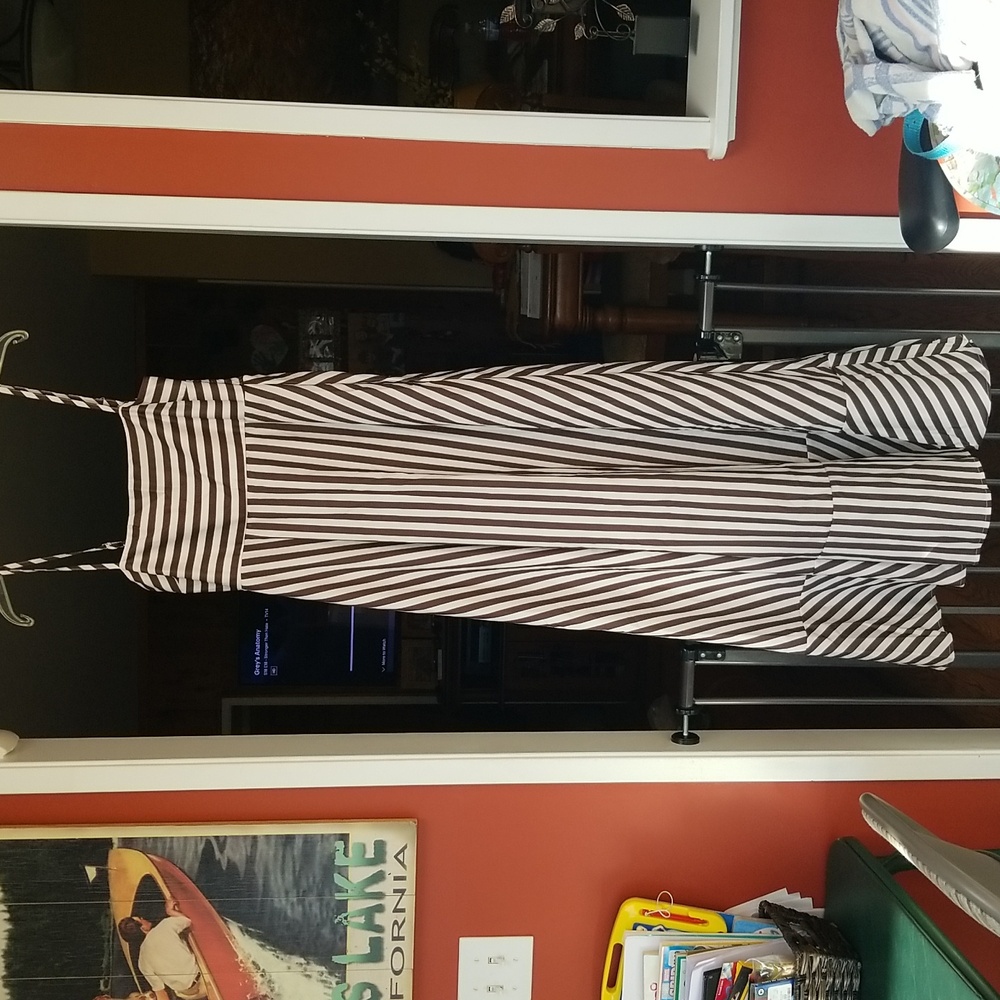 Striped Brown and White Maxi Dress